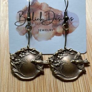 Bronze Dangle Earrings with Textured Design